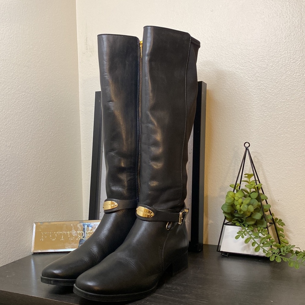 Black leather boots